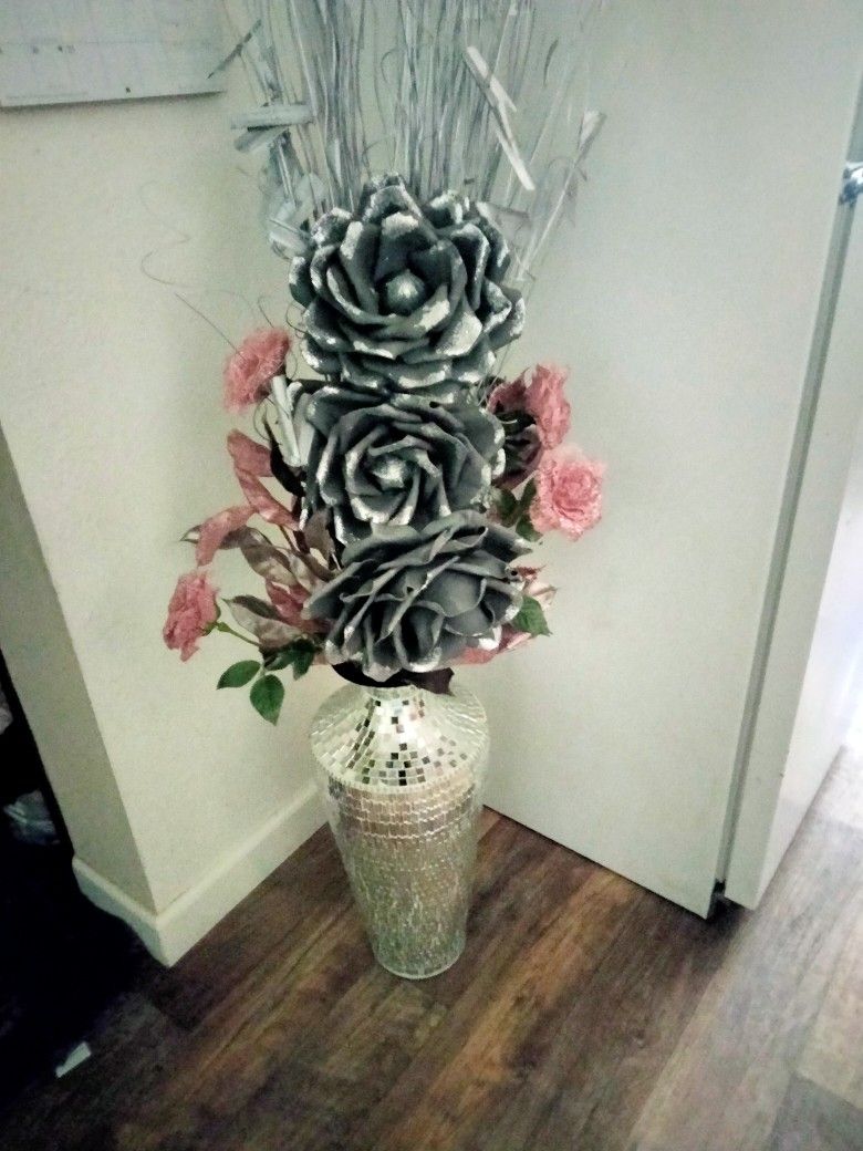 Silver Vase And Flowers