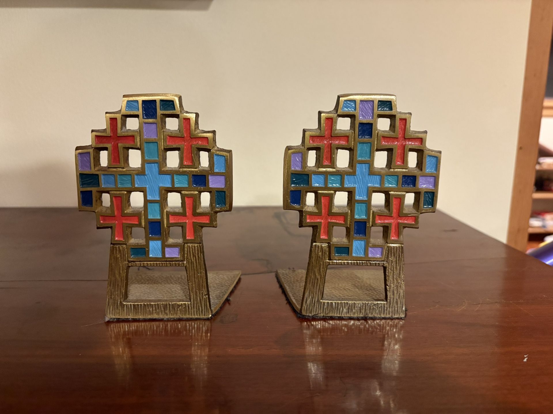 Hand Painted Metal Bookends