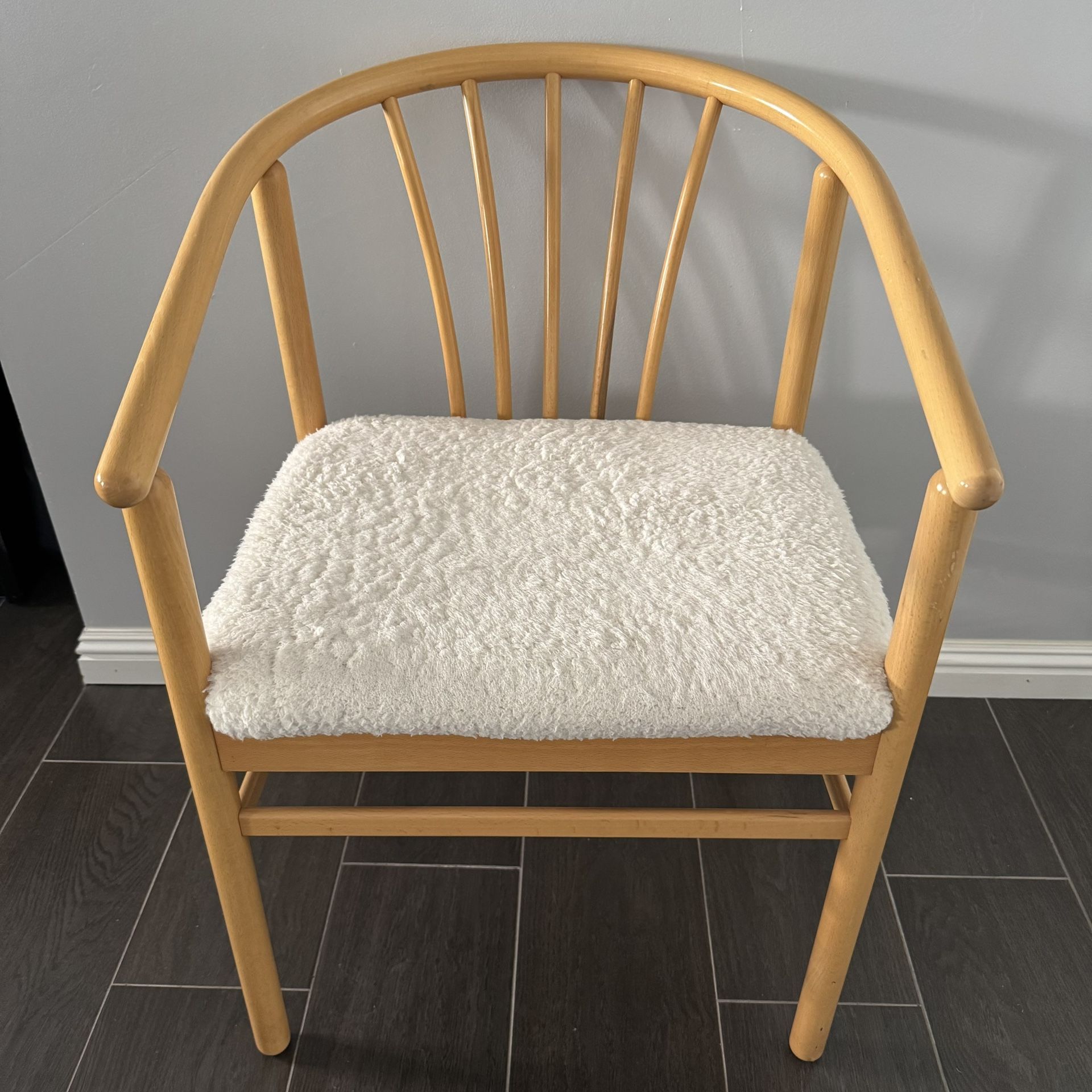 Cream Sherpa Wooden Chair