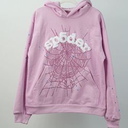 Sp5der Hoodie Pink Web Size Small