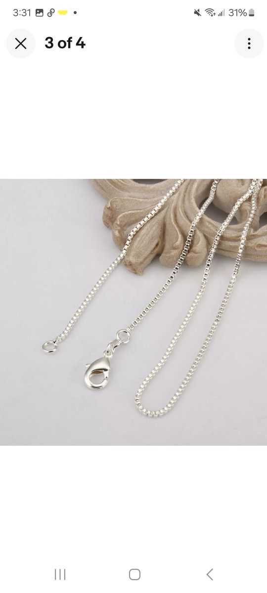 24" 1mm Bix Chain Silid 925 Sterling Silver Stamped