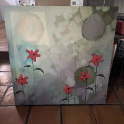 Beautiful Floral Painted Canvas Large Art Piece