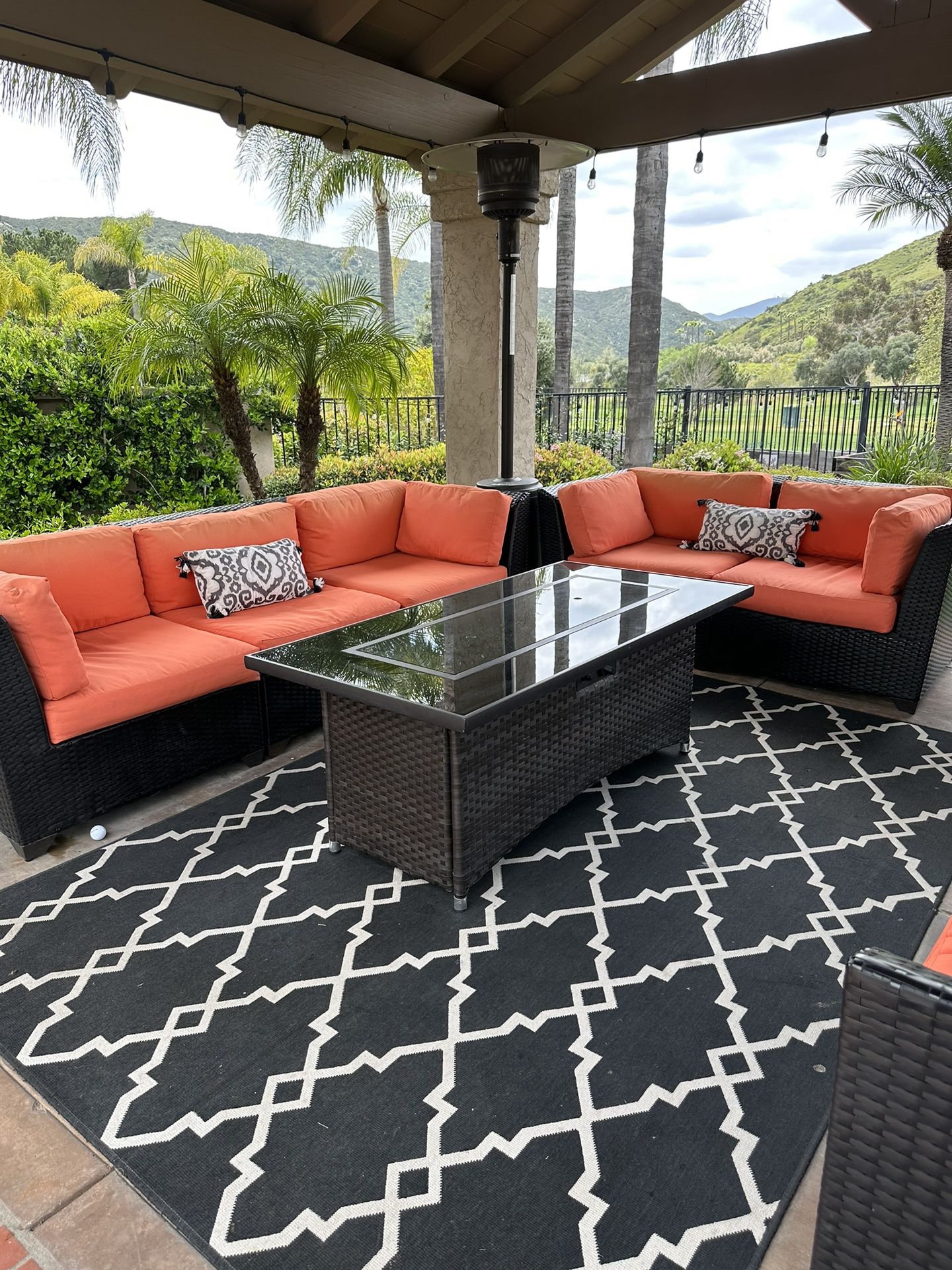 9 Piece Outdoor Set For Sale Wayfair Couch Sofa Chair Table Fire Put Pillows $9k
