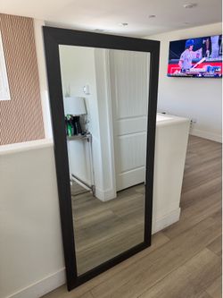 Modern Full-Length Black Framed Floor Mirror