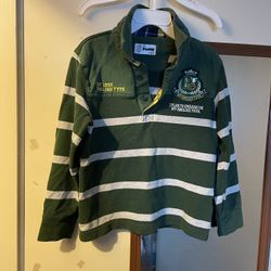 PEDEO Classic School Style Green and White Striped Children's Long Sleeve Polo Shirt/Rugby Shirt (120cm) • Brand: PEDEO • Size: 120/60 (Suitable for c
