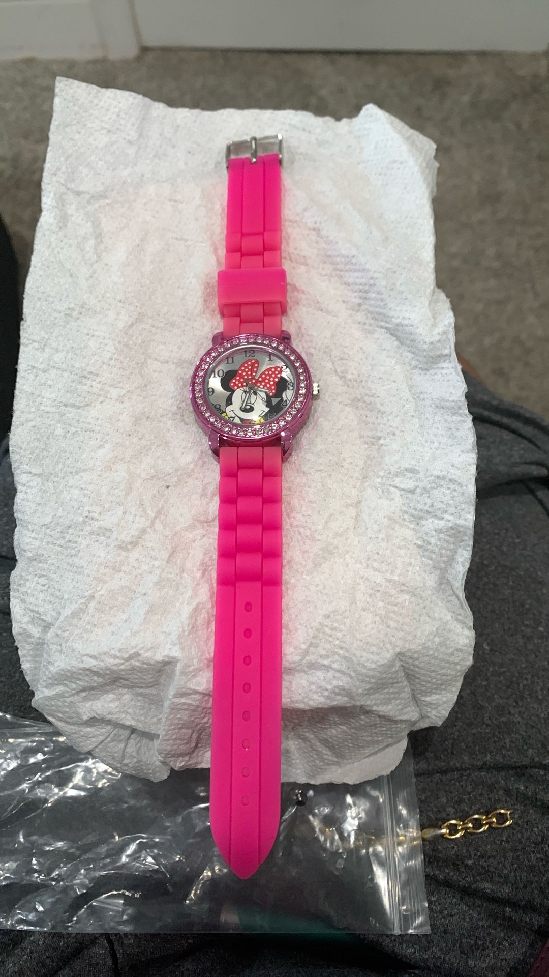 MINNIE MOUSE HOT PINK &RHINESTONE WATCH