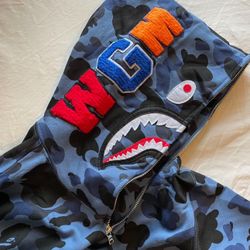 Bape Color Camo Shark Full Zip Hoodie Blue