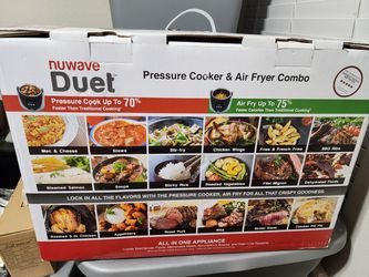 Nuwave Duet Pressure Cook and Air Fryer Combo Cook; Stainless Steel Pot &  Rack; Non-Stick Air Fryer Basket; Steam, Sear, Saute, Slow Cook, Roast