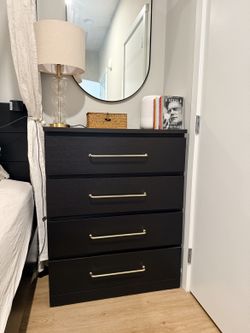 2x IKEA MALM 4-Drawer Dressers, Black-Brown