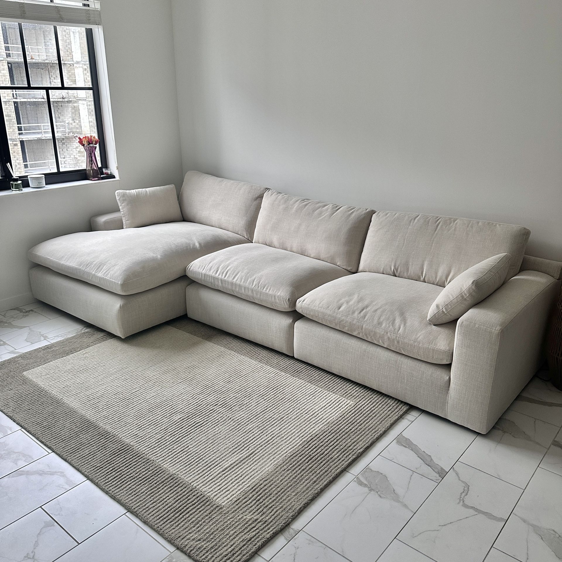 Beige Linen Cloud Couch Sectional (NEW)