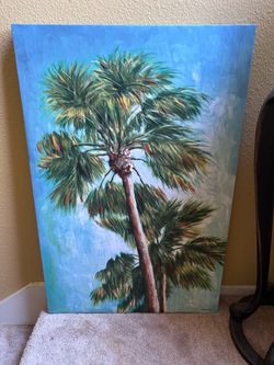 Large Palm Tree Painting on Canvas