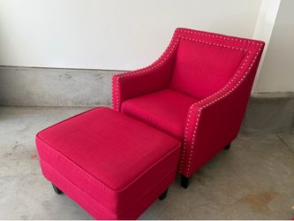 Red Accent Chair & Ottoman