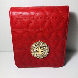 Red Evening Bag, Long Gold Chain Strap NWOT