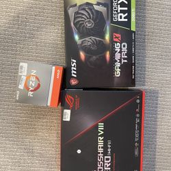 MSI 2080ti Graphics Card, Ryzen 3900x CPU, ASUS Crosshair VIII Hero