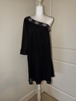 Black One-Shoulder Beaded Cocktail Dress
