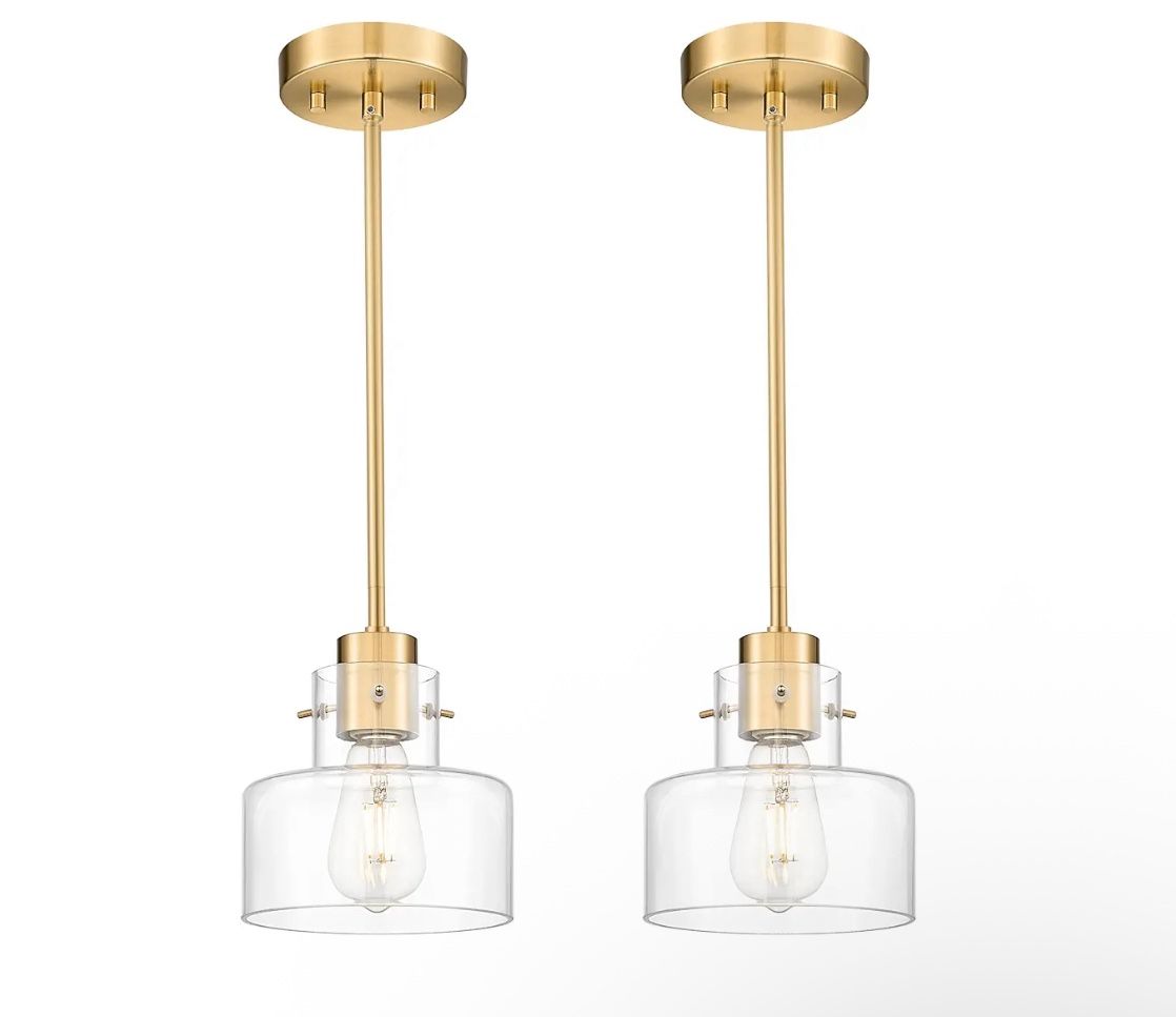 2 Pack Pendant Lights Brushed Gold