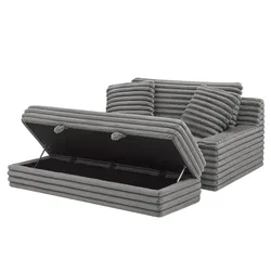 Thomasville Wills Fabric Oversize Chair and Storage Ottoman