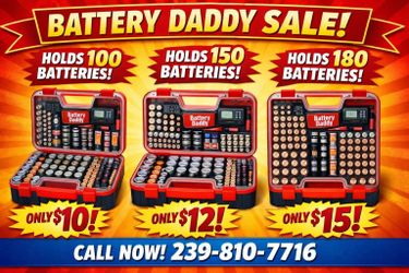 Battery organizer and tester is included