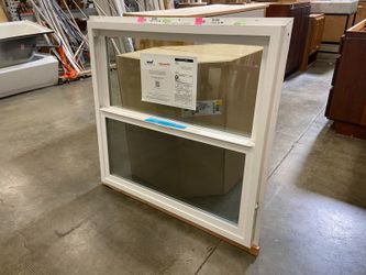 NEW! MILGARD X WINDOW NATION 35×37 White Vinyl Vertical Sliding Window