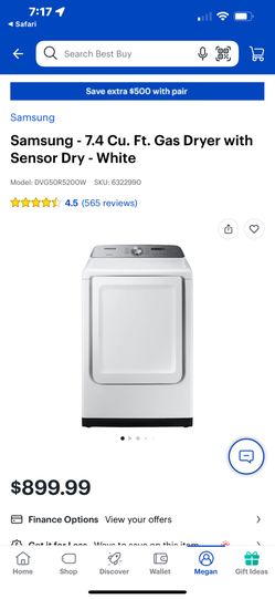 Samsung - 7.4 Cu. Ft. Gas Dryer with Sensor Dry - White