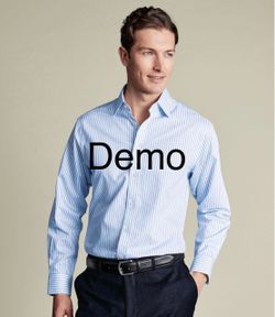 Charles Tyrwhitt Non-Iron Twill Stripe Shirt – Cornflower Blue – Slim Fit – 17/35