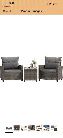 Shintenchi 3 Pieces Patio Furniture Set 3 Pieces PE Rattan Wicker Chairs with Table Outdoor Furniture for Backyard/Garden/Poolside/Outdoor Restaurant 
