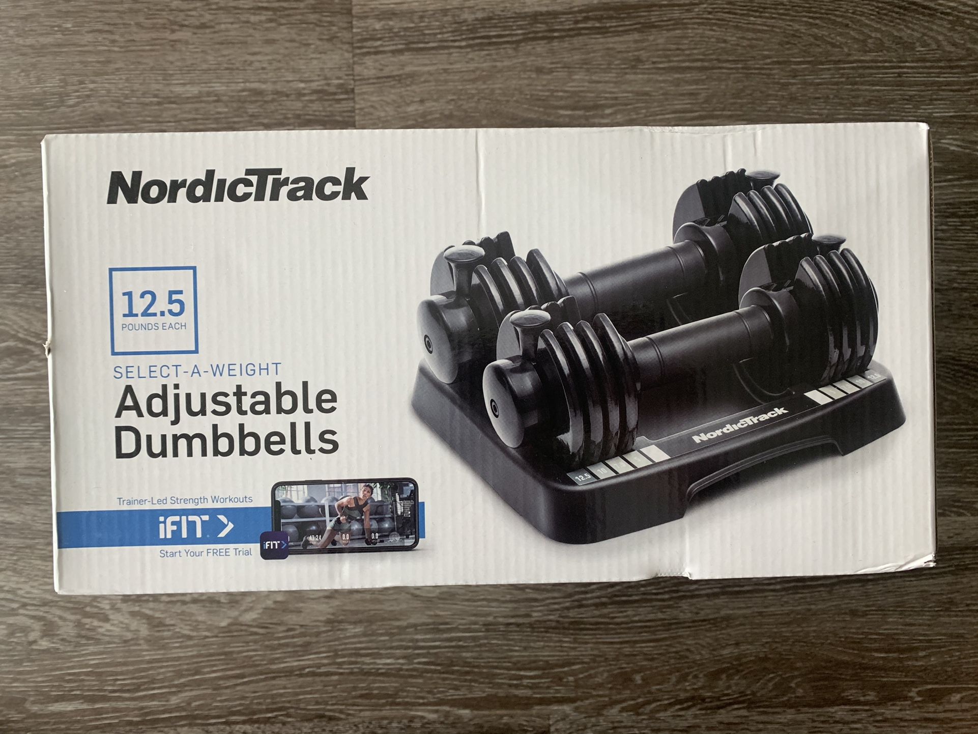 NordicTrack  12.5 lb Adjustable Dumbbells Set Pair 2.5, 5, 7.5, 10.5, 12.5 Pounds
