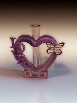 Purple Heart Love Bud Vase with Butterfly