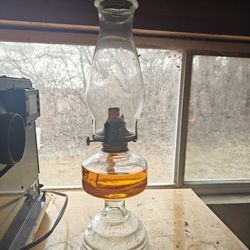 Vintage Working Glass Oil Lamp