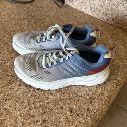Womens HOKA Clifton 6 blue gray, running shoes, sneakers