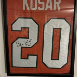 Bernie Kosar Signed And Autographed Miami Hurricanes Jersey Framed Coa