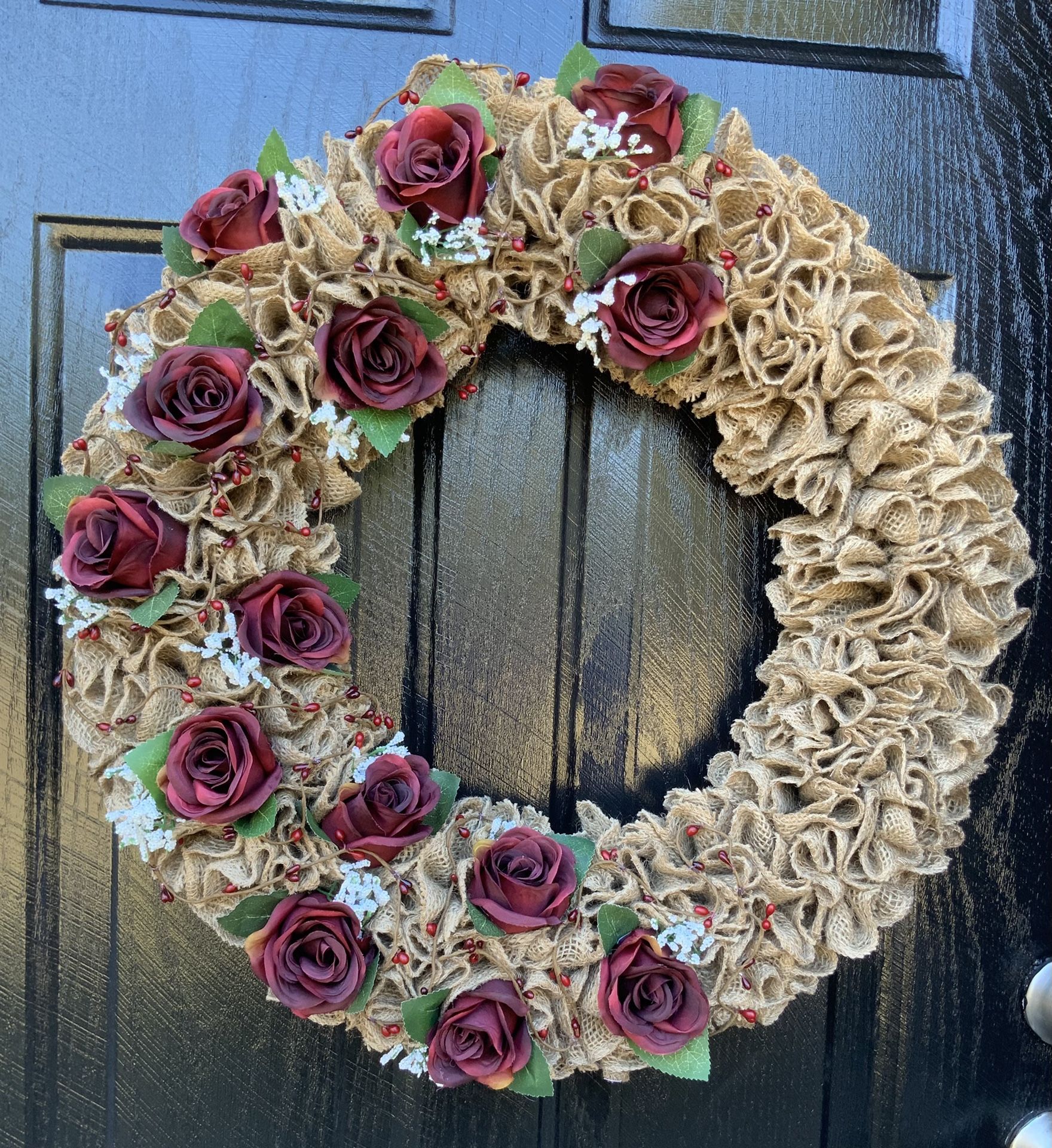 Burlap And Rose Door/wall Wreath