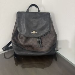 Coach Signature Canvas & Leather Backpack – Brown/Black