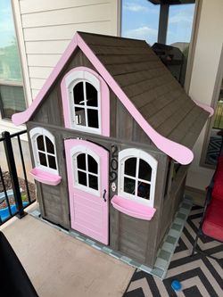KidKraft Forestview Wooden Outdoor Playhouse with Ringing Doorbell, Bench and Kitchen