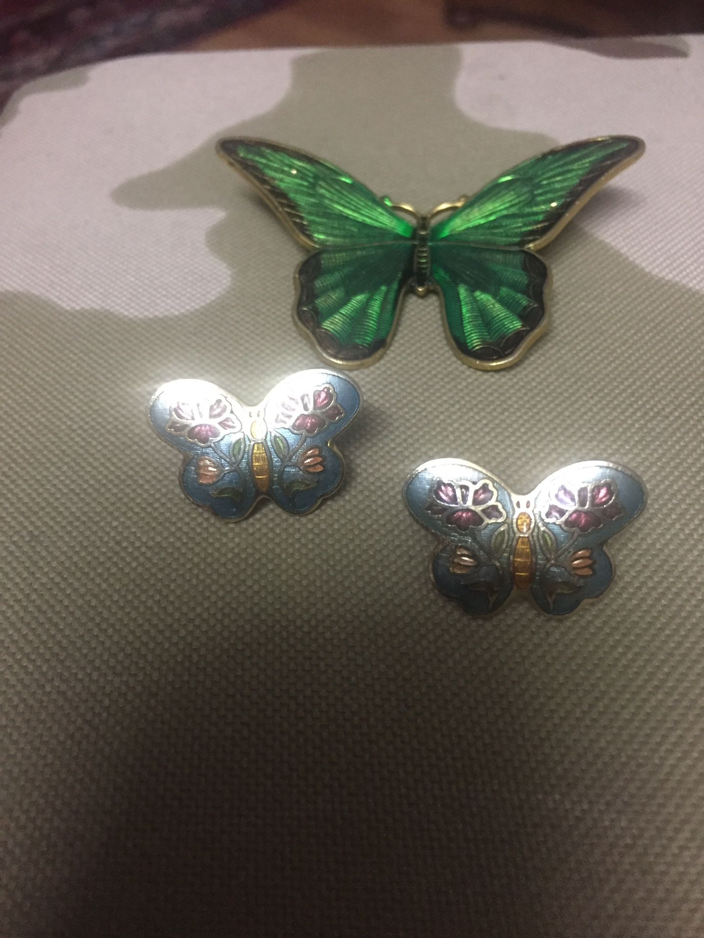 Earrings +brooch as quite better fly