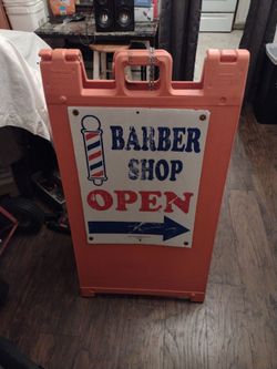 Barber Shop Open A-Frame Sidewalk Sign