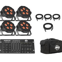Adj Ultra Quad 4 Pack Par Can Bag And Controller Included 