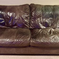 Brown leather couch