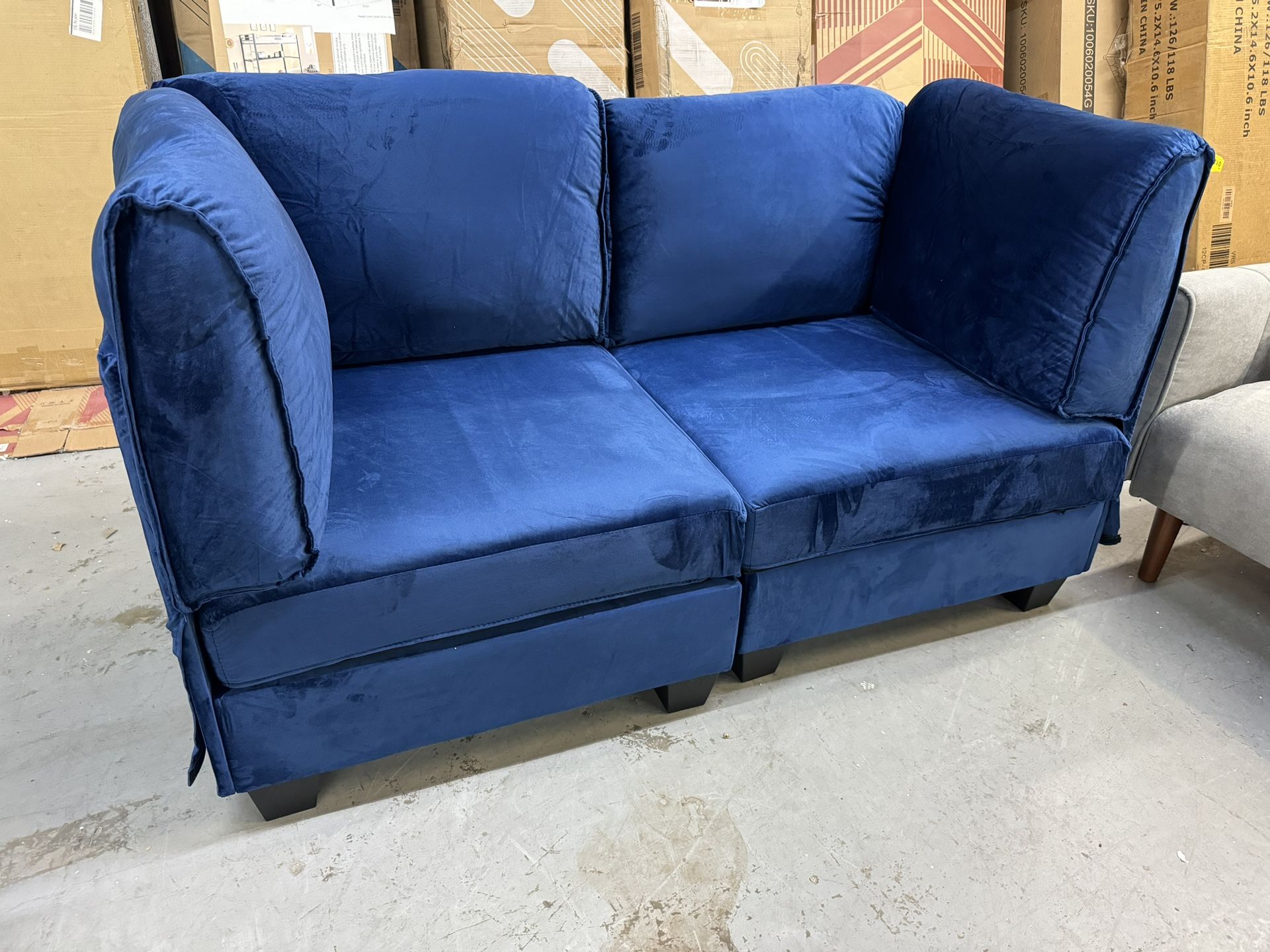 New Blue Velvet Loveseat