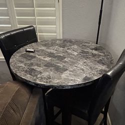 $100 Marble Like - Bistro  Style Table & Fux Leather Chairs
