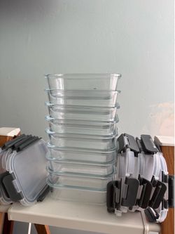 9 Glass Meal Prep Containers with Locking Lids – 22 oz