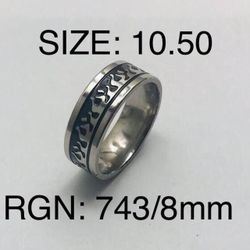 Stainless Steel Ring Band For Men & Women: Size-10.50/RGN-743