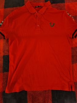 Red true religion polo shirt