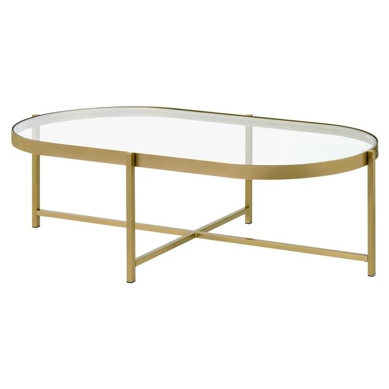 ACME Charrot Oval Coffee Table in Clear and Gold