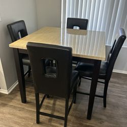 Marble Faux 4 Chair Dinning Table Set