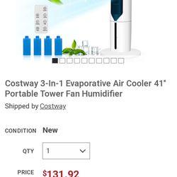 Tower Fan Air Cooler 41 New $100
