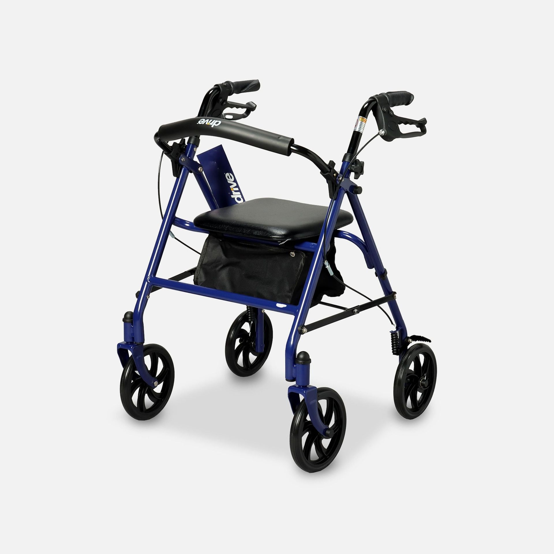 4 Wheel Rollator Walker With Seat, Steel Rolling Walker, Height Adjustable, 7.5" Wheels, Removable Back Support, 300 Pound Weight Capacity, Blue