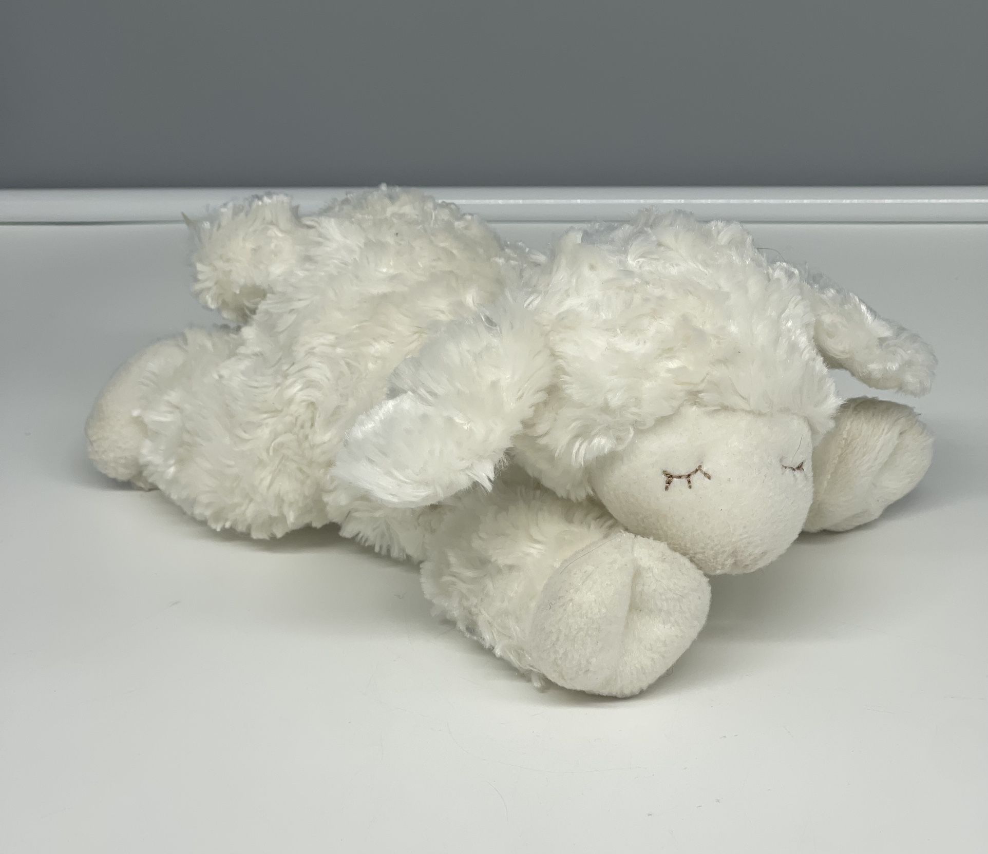 Baby GUND Winky Lamb Stuffed Animal Plush Rattle, White, 8”