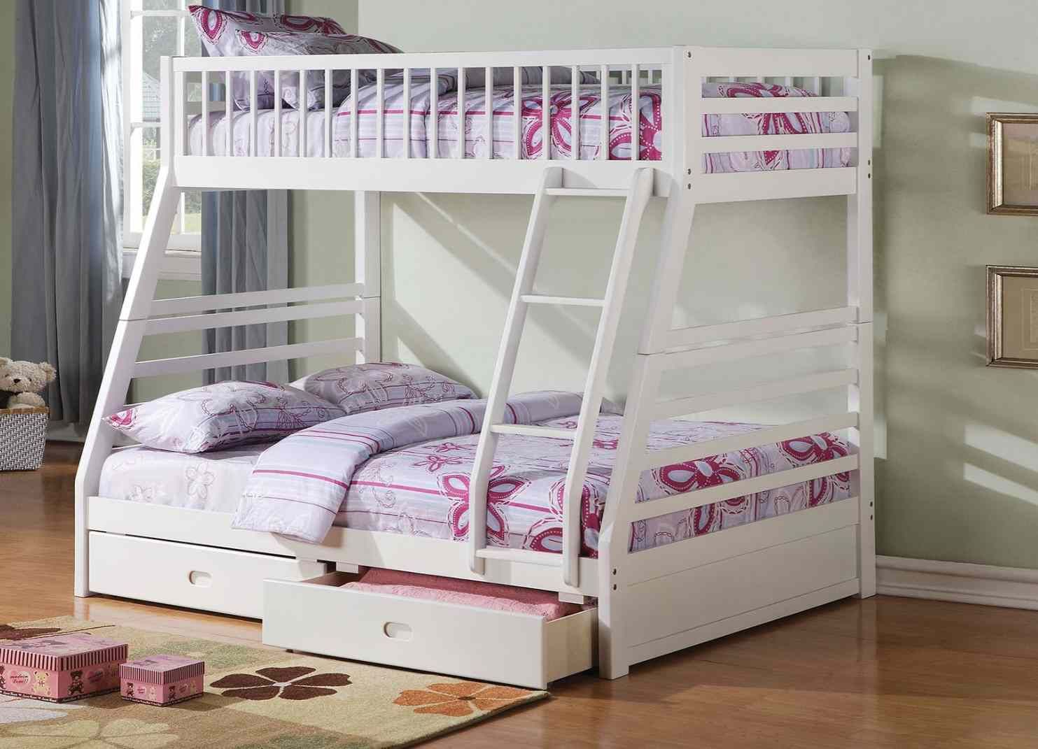 Twin/Full Bunk Bed AND Drawers - 37040 - White V1D 4