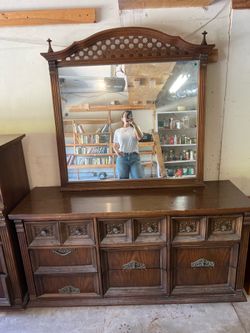 Solid wood tall dresser, long short dresser and mirror